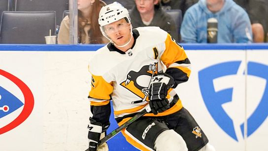 Battle for spot on Penguins' blue line ongoing after loss to Sabres taken in Buffalo, N.Y. (Penguins)