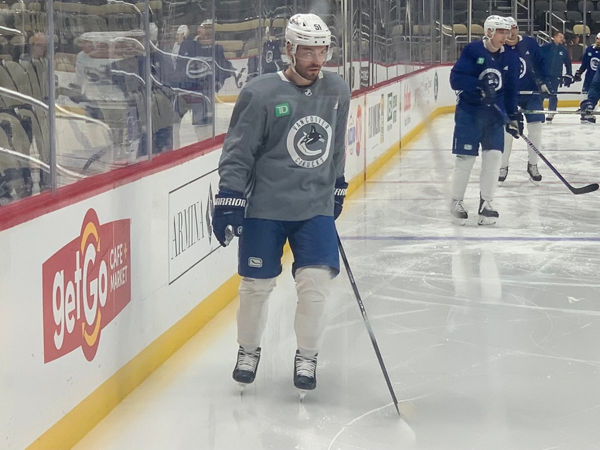 Mark Friedman in the Canucks' morning skate Thursday at PPG Paints Arena